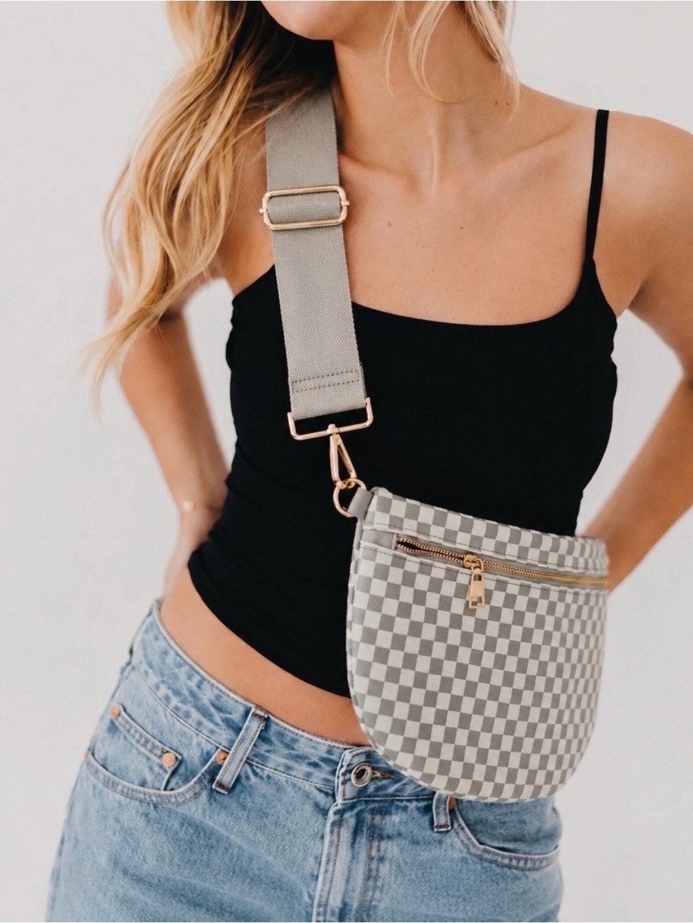 Pretty Simple Westlyn Woven Checkered Bum Bag Crossbody NWT